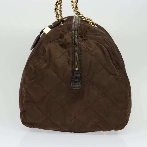 PRADA Boston Bag Nylon Brown Gold - Picture 5 of 12